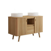 DOPPELWASCHTISCH - 120 cmcm x 55 cmcm - Holz, Platte - Naturfarben Hell - WAMENA - Naturfarben, Holz (120/80/55cm) - Vente-Unique