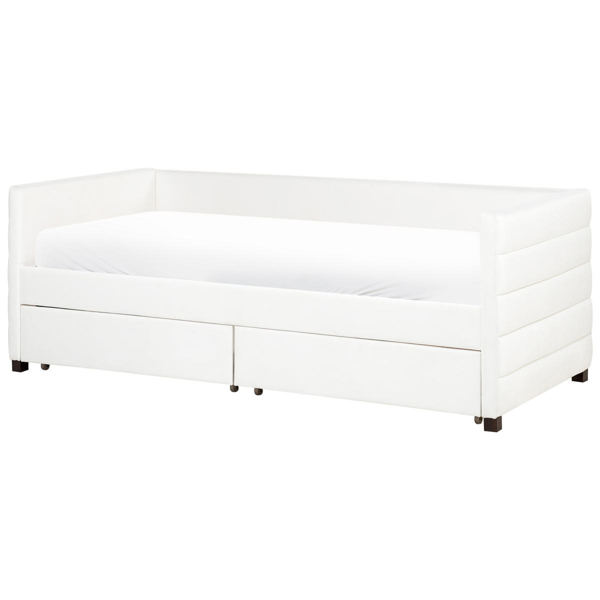TAGESBETT mit Stauraum 90x200 cm Weiß Marray - Creme, Textil (90/200cm) - Beliani