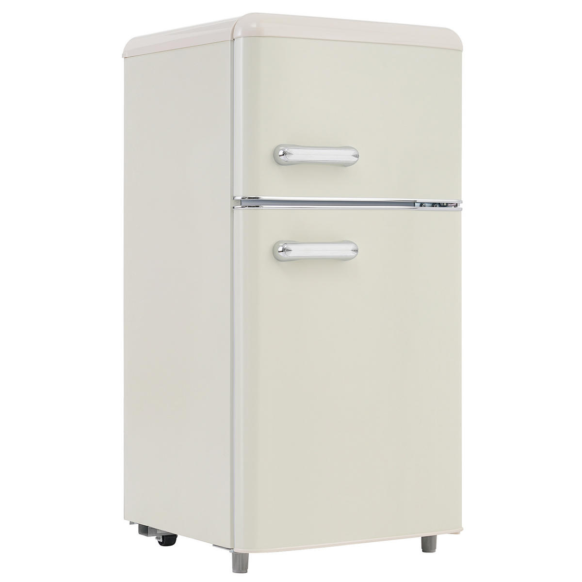 RETRO KÜHLSCHRANK 72L Doppeltür 21L Gefrier LED E Klasse - Weiß, Kunststoff (45/91/46cm) - FLIEKS
