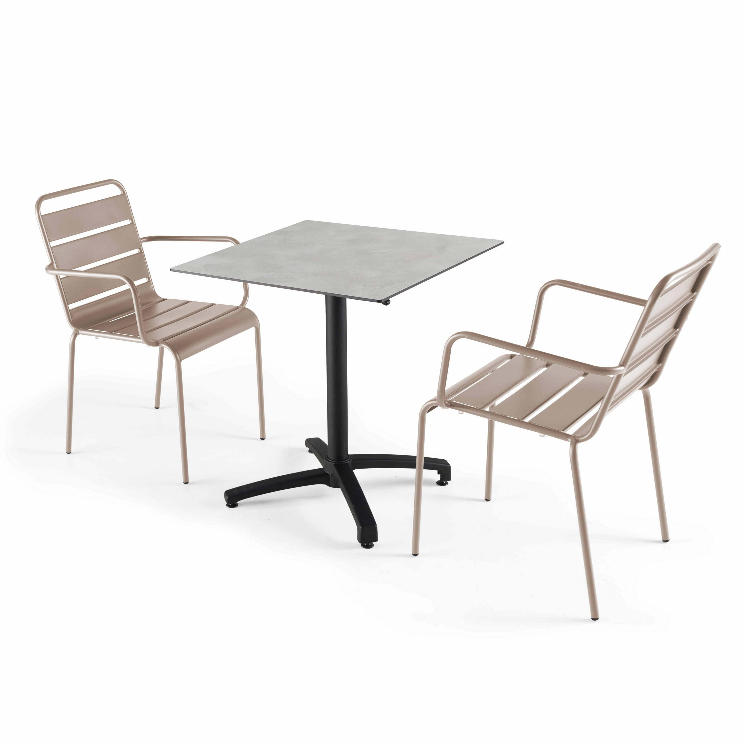 GARTENSET 3-tlg., Hellgrau und Taupe - Taupe, Metall - Oviala