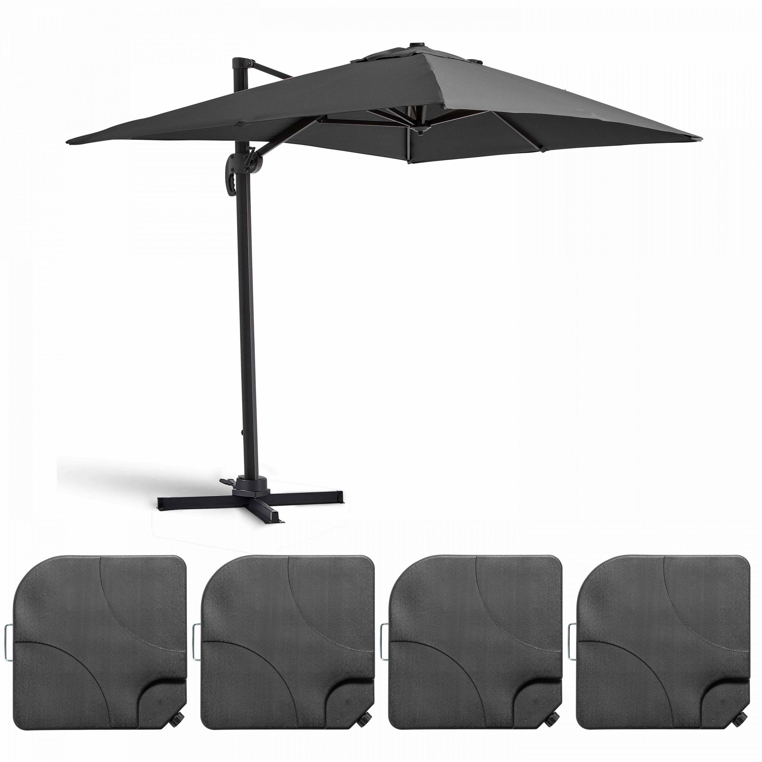 SONNENSCHIRM 2x3m mit 4 Gewichtsplatten, Grau - Grau, Metall (300/200cm) - Oviala