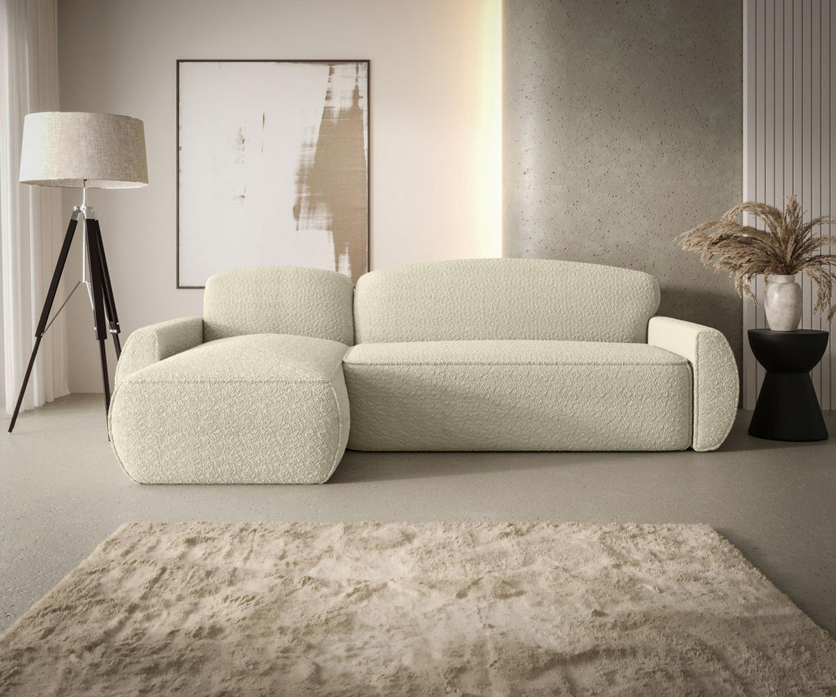 ECKSOFA mit Schlaffunktion LUCAS Quelle 02 Links - Ecru, Textil (240/145cm) - Bedante