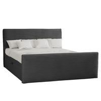 BOXBETT Mit Bettkasten Und Topper TRENTO Stoff Plüsch Cord 200x200 cm Graphit H2-Pocket - Graphitfarben, Holz/Textil (200/200cm) - Kaiser Möbel