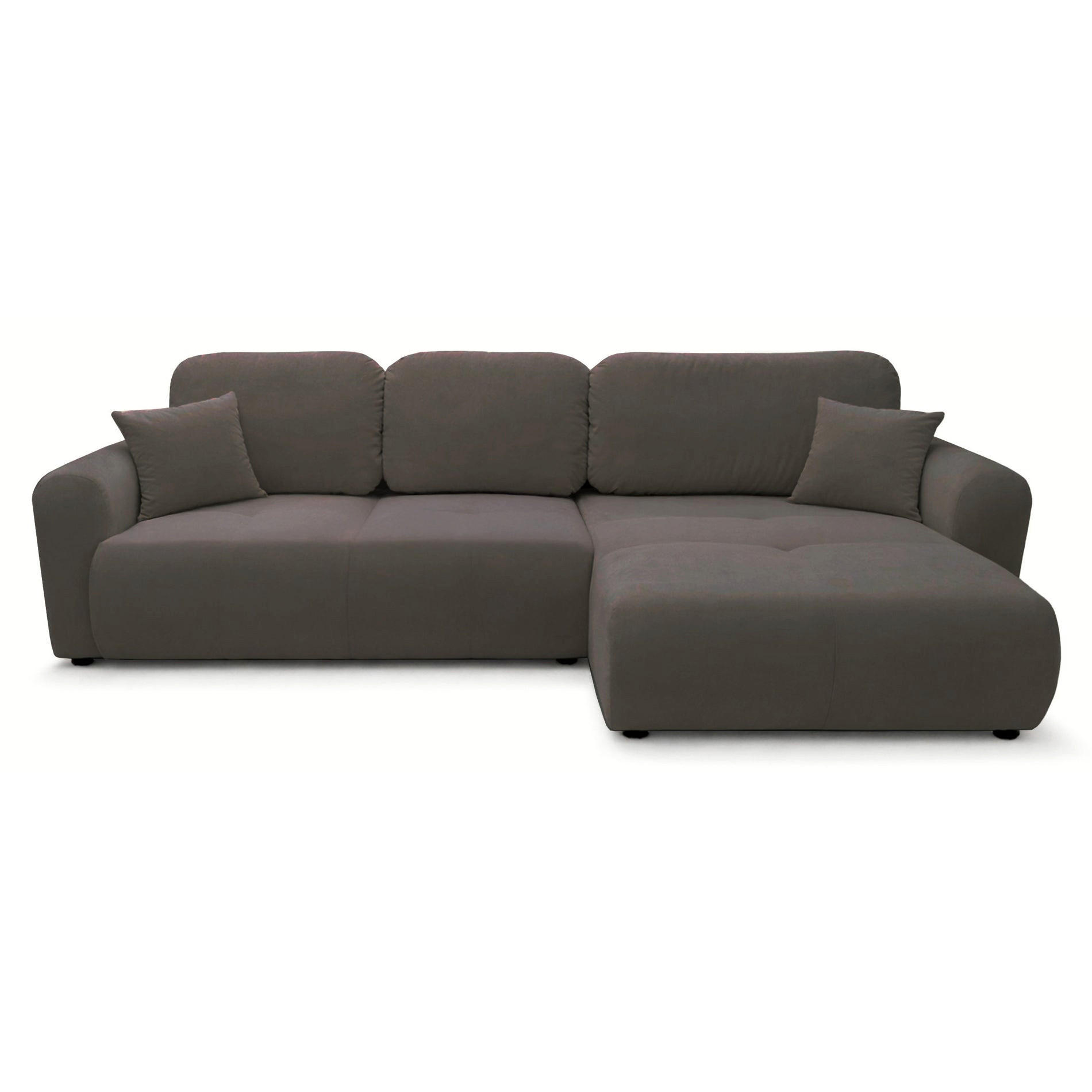 ECKSCHLAFSOFA Olido DUNKELBEIGER VELOURS - Schwarz/Cappuccino, Kunststoff/Textil (279/150cm) - Selsey