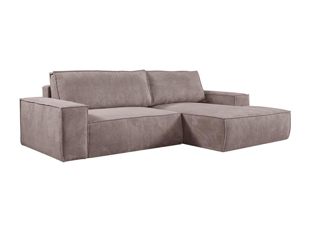 ECKSOFA mit Schlaffunktion - Ecke Rechts - Cord - Malve - AMELIA - Lila, Textil (167/267cm) - Vente-Unique