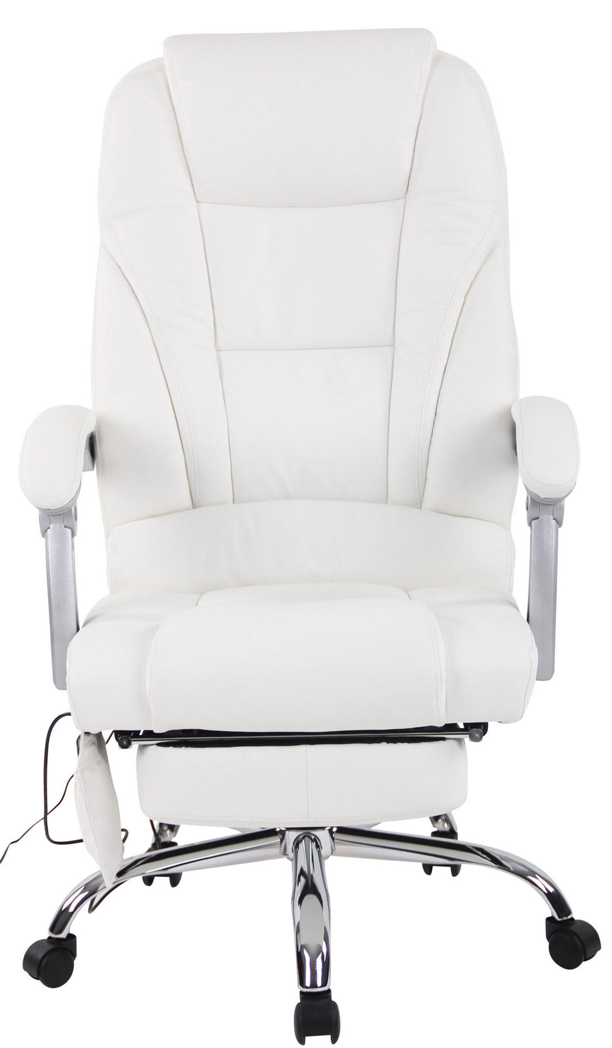 BÜROSTUHL Pacira, Echtleder mit Massagefunktion Weiß - Weiß, Leder/Metall (68/127/64cm) - TPFLiving