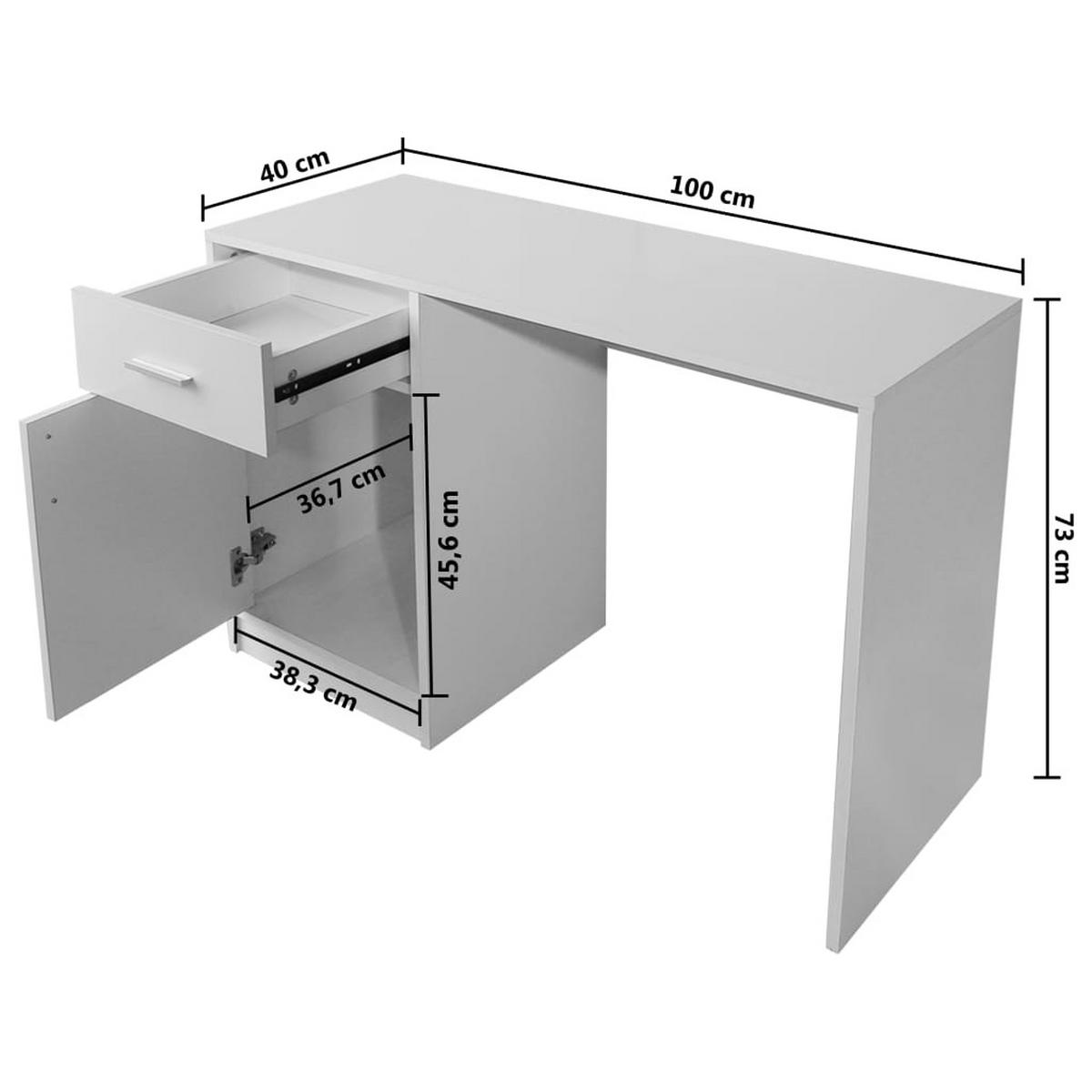 SCHREIBTISCH mit 1 Schublade, 1 Schrank 100/40/73 cm aus Holzwerkstoff, MDF Weiß - Weiß, Holz (40/100/73cm) - vidaXL