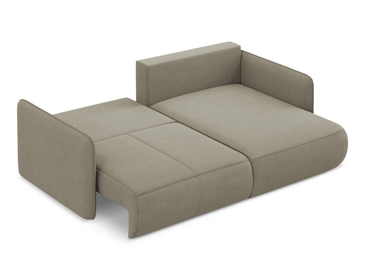 ECKSOFA mit Schlaffunktion Strukturstoff Stoff Beige - Beige/Schwarz, Kunststoff/Textil (207/148cm) - Makamii