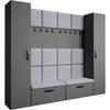 GARDEROBE Margaret XL 242/203/43 mit gepolsterten Paneelen und Schuhschrank - Schwarz/Graphitfarben, Holzwerkstoff/Kunststoff (242/203/43cm) - Beautysofa