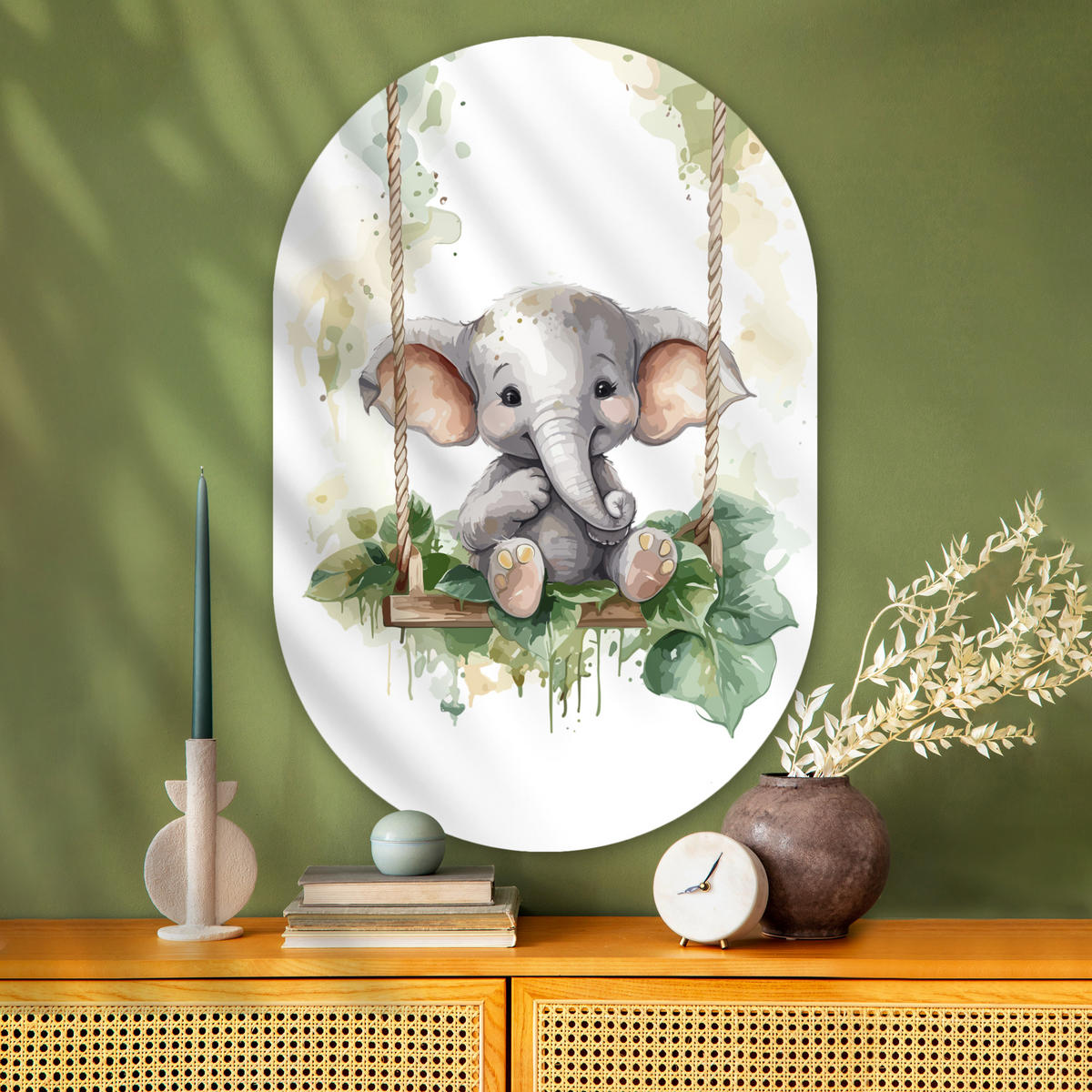WANDBILD Elefant - Tier - Kinder - Dschungel 80x120 cm - Hellgrau, Kunststoff (80/120cm) - MuchoWow