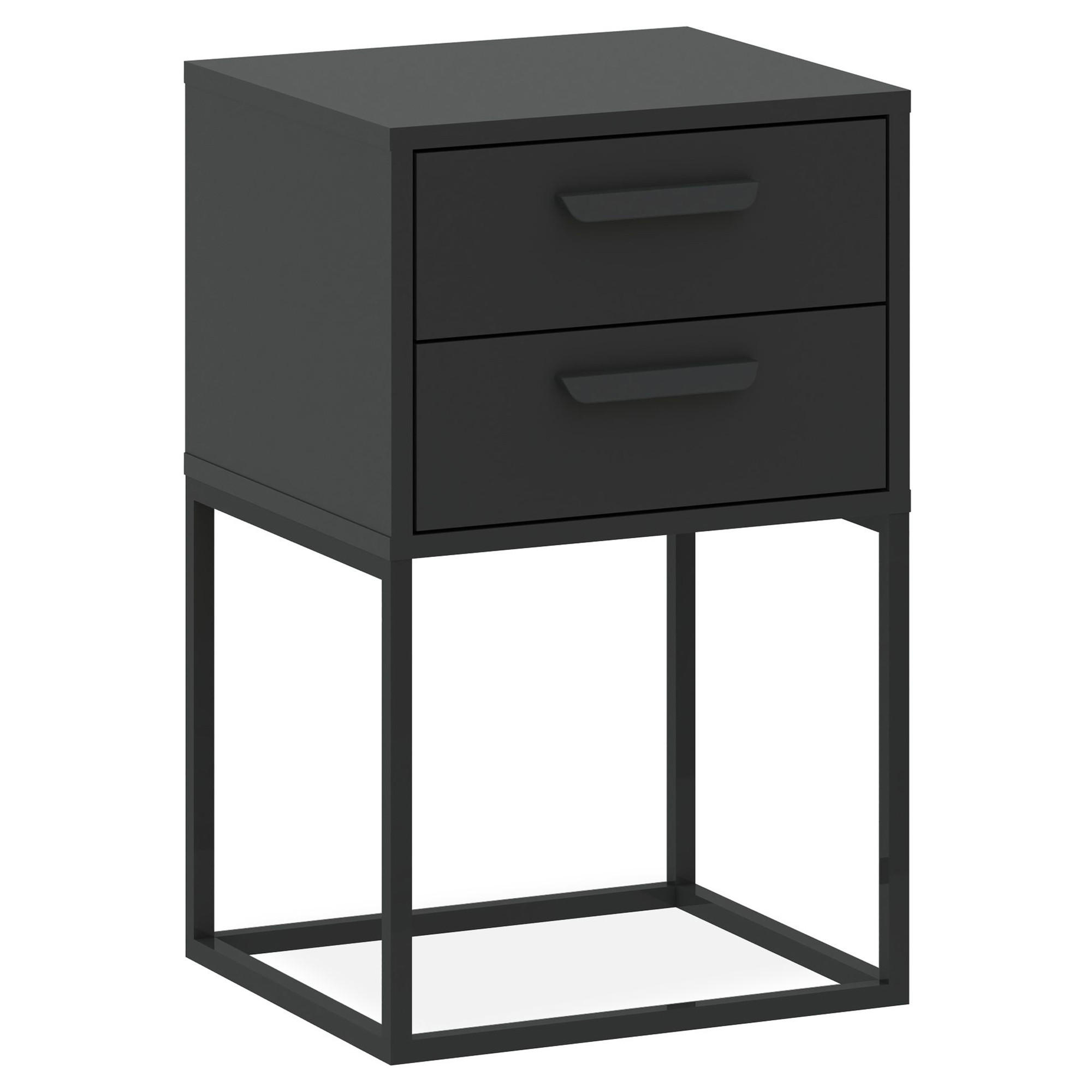 NACHTTISCH RECTUS Nachtschrank, Modern - Anthrazit/Schwarz, Holzwerkstoff (40/65/39cm) - KONSIMO®