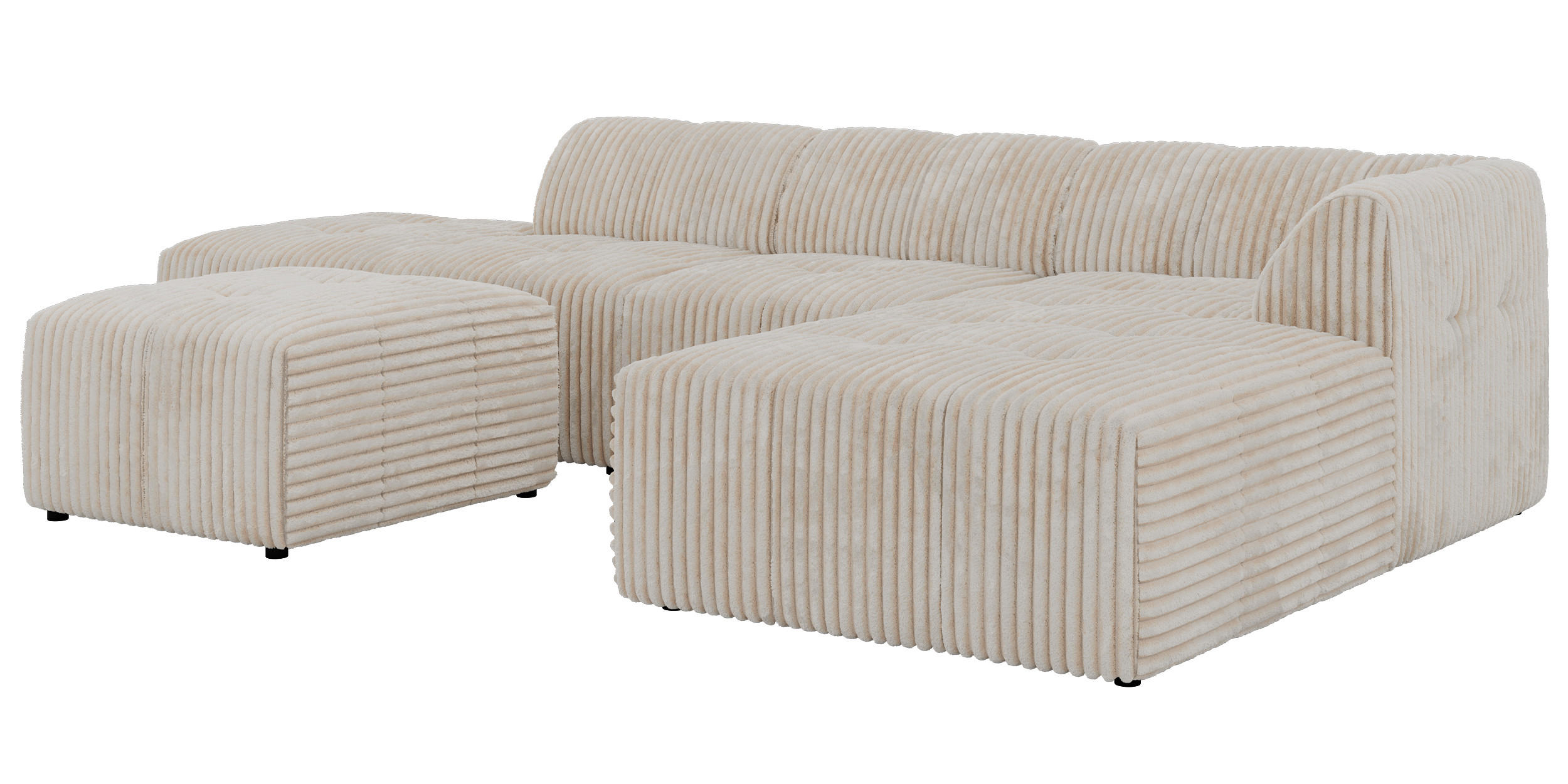 ECKSOFA GRIDA 4M L Beige Cord - Rechts - Beige/Creme, Kunststoff/Textil (176/335cm) - MKS