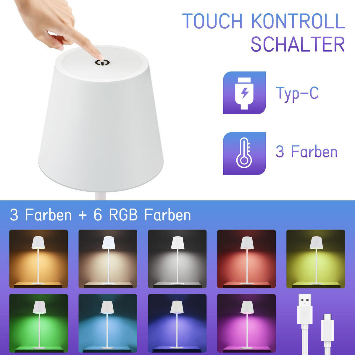 LED-TISCHLEUCHTE Kassel(2er-set) 11/11/37.5 cm - Weiß, Metall (11/11/37.5cm) - Nettlife