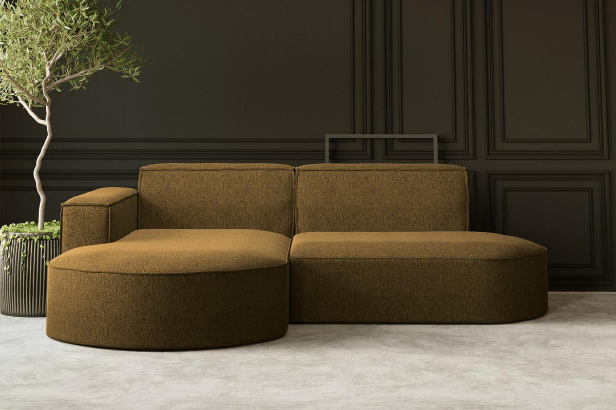 ECKSOFA MODENA L STUDIO Stoff Verita Hellbraun Links - Hellbraun, Holz (165/236cm) - Kaiser Möbel