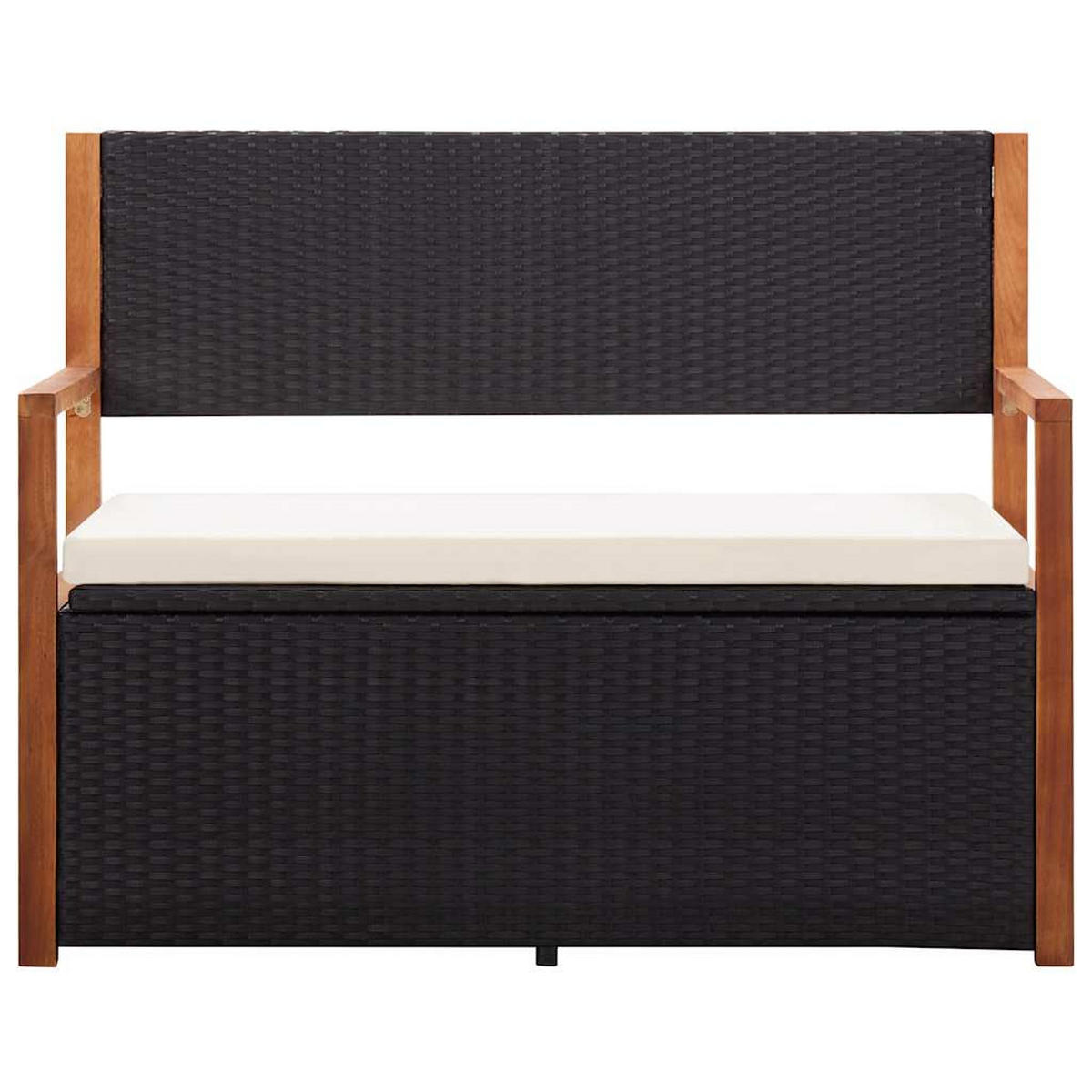 BANK Mit Stauraum 115 Cm Poly Rattan Massivholz Akazie Schwarz - Schwarz, Kunststoff (115/85/50cm) - vidaXL