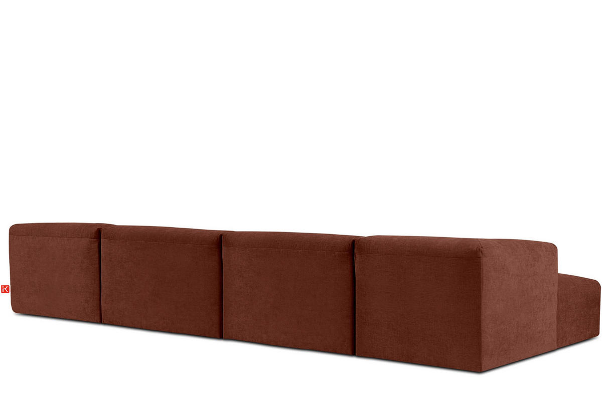 PANORAMA-ECKSOFA BUFFO 7/8 Sitzer mit extrem weicher Sitzfläche, Gewebestoff, orange - Orange, Textil (424/73/180cm) - KONSIMO®