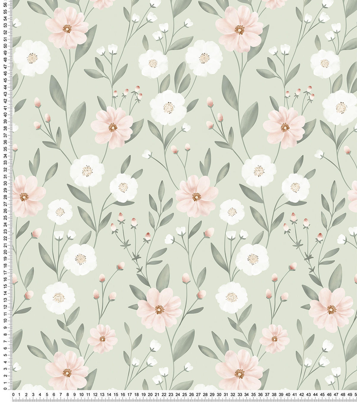 VLIESTAPETE Eden rosa Blumen 50 cm x 10 m grüner Hintergrund - Salbeigrün/Hellrosa, Papier (50/1000cm) - Lilipinso