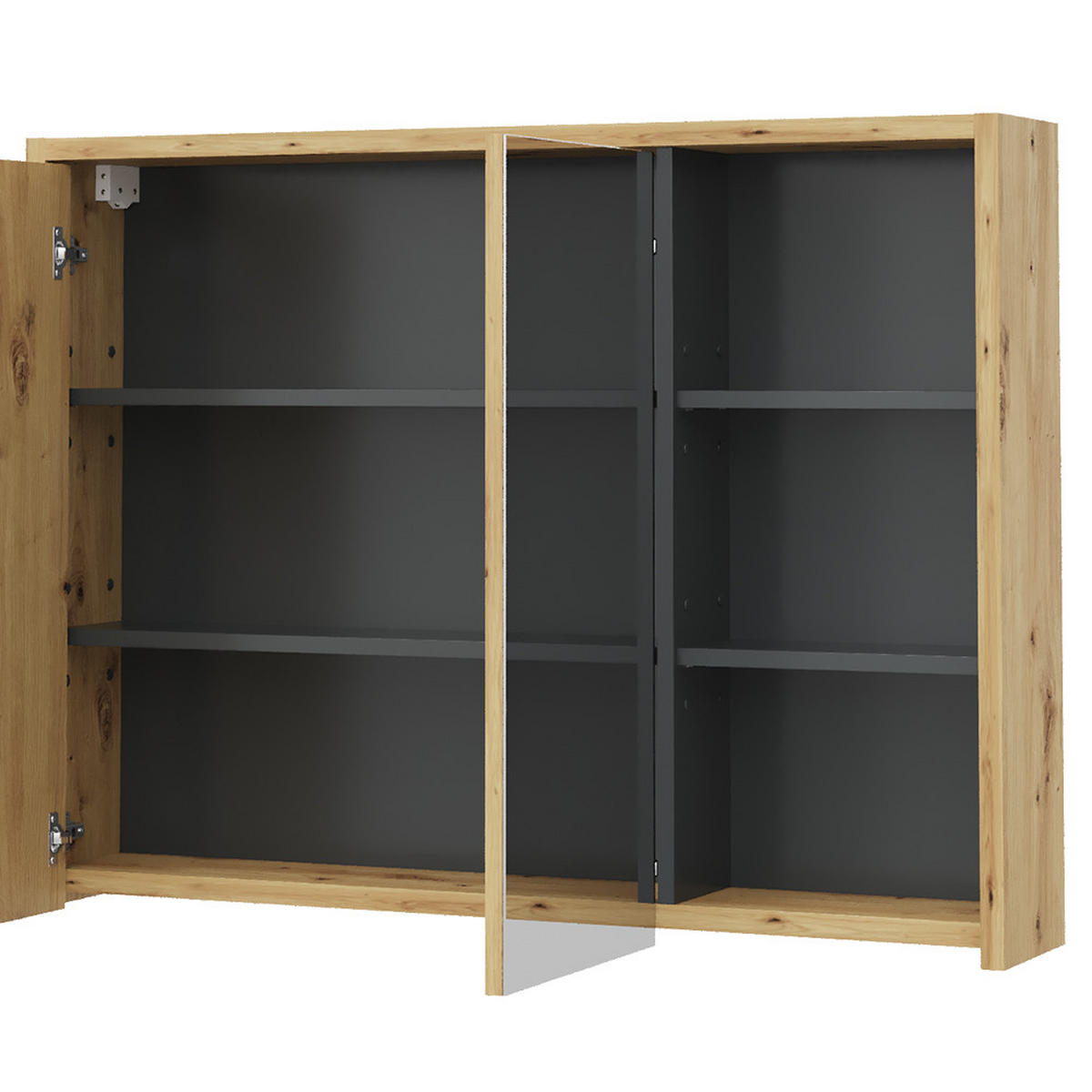 BADSPIEGELSCHRANK Viola Eiche/Anthrazit 100 x 75 cm - Eichefarben/Anthrazit, Holzwerkstoff (100/75/18cm) - Vicco
