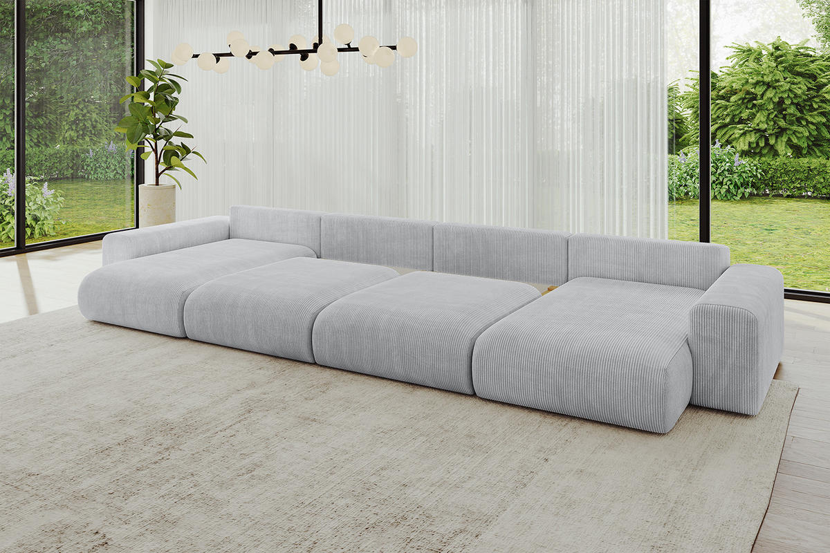 WOHNLANDSCHAFT mit Schlaffunktion ESKAR-U2-464x176x72cm Grau - Grau, Holzwerkstoff/Kunststoff (176/72/464cm) - ALTDECOR