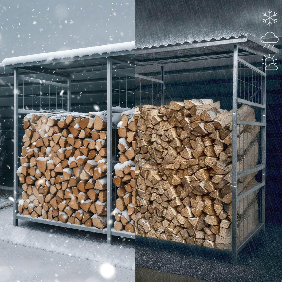 KAMINHOLZREGAL 240/110/182 cm Metall Metall - Chromfarben, Metall (240/182/110cm) - CLP