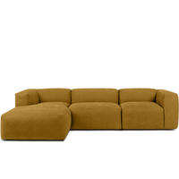 ECKMODULSOFA-LINKS BUFFO mit extrem weicher und bequemer Sitzfläche, Gewebestoff, Honig - Gelb, Textil (297/180cm) - KONSIMO®