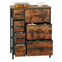 SIDEBOARD DE-38067 63,5/30/73 cm mit 7 Stoffschubladen Rustikal-Braun/Schwarz - Braun, Holzwerkstoff (63.5/73/30cm) - ComfortXL