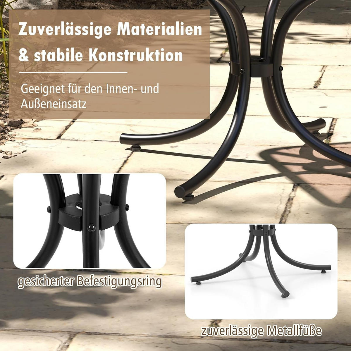 BEISTELLTISCH Schwarz - Schwarz, Glas (50/50/45cm) - COSTWAY