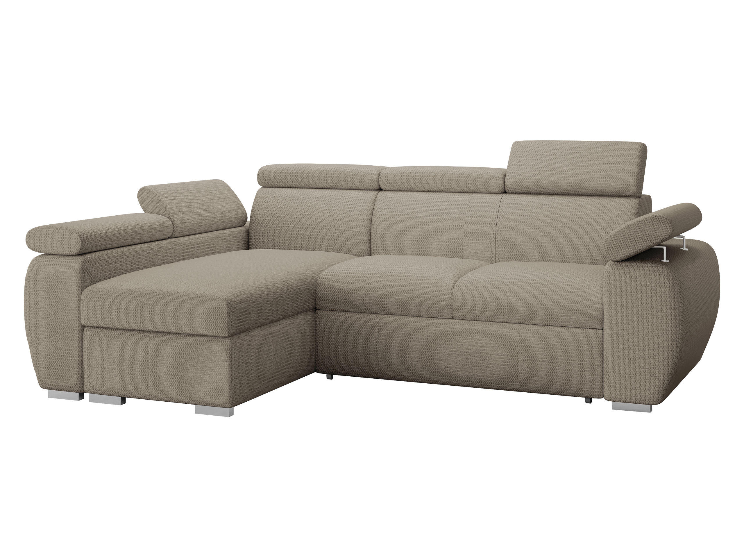 ECKSOFA Boston Mini, Seite: Links - LC+2R - Chromfarben/Hellbraun, Holz/Textil (255/170cm) - MIRJAN24