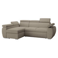 ECKSOFA Boston Mini, Seite: Links - LC+2R - Chromfarben/Hellbraun, Holz/Textil (255/170cm) - MIRJAN24