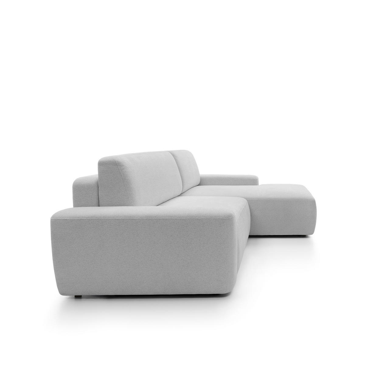 ECKSOFA BOULI 4-Sitzer Polstersofa Raven mit Schlaffunktion 130x210 cm Bettzeugablage 264x162x82 cm rechts, Farbe: Grau​ - Silberfarben, Holz/Textil (264/162cm) - DomoHome