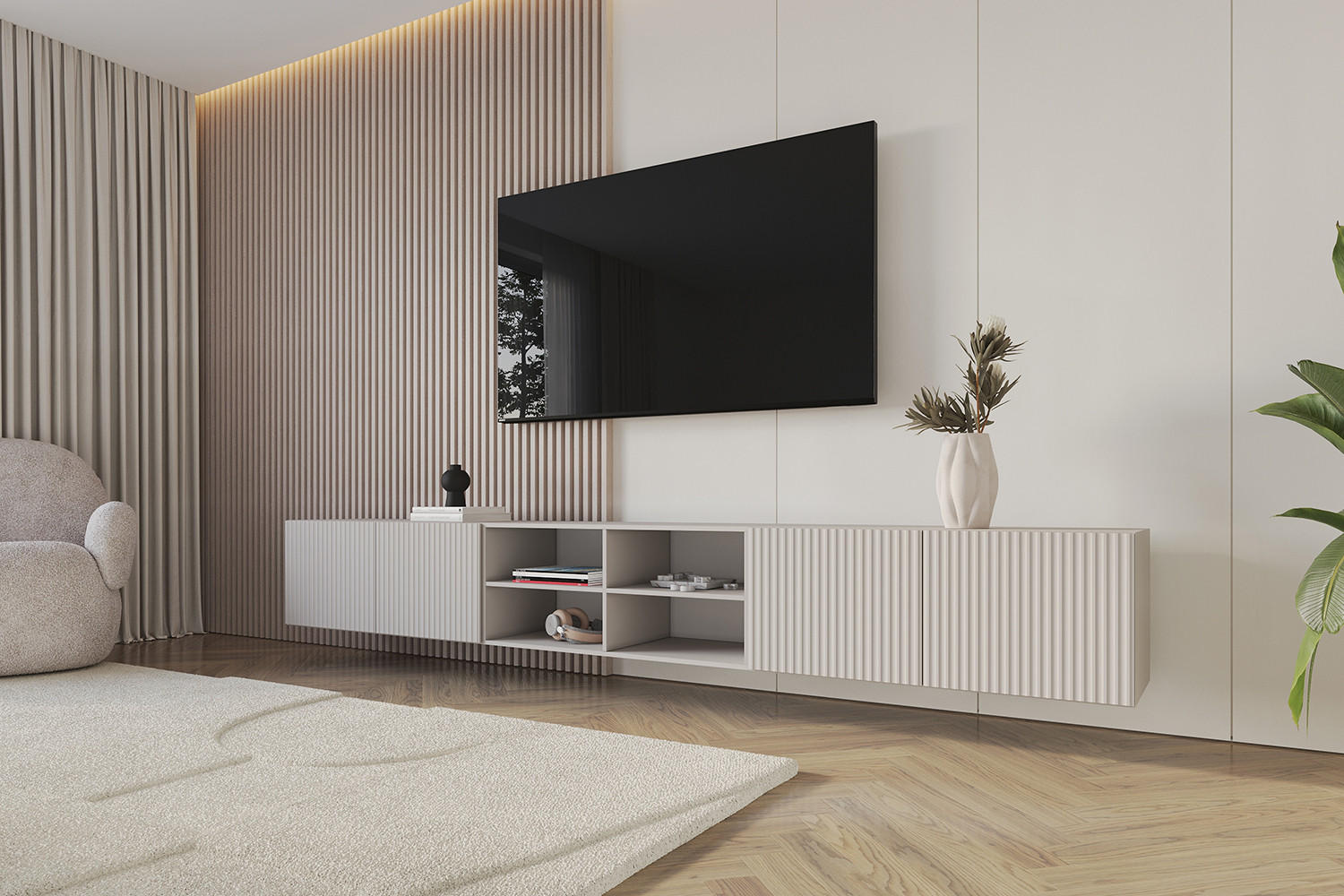 LOWBOARD NOA-2-W 3x100x40x41 cm - Kaschmir - Kaschmir, Holzwerkstoff (300/40/41cm) - ALTDECOR