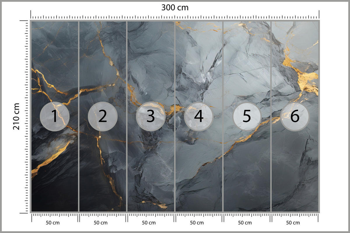 FOTOTAPETE Natürliche Marmorstruktur 300x210 - Goldfarben/Schwarz, Papier (300/210cm) - Muralo