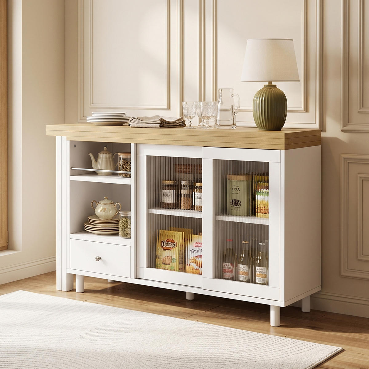 BARTISCH mit Stauraum und 360° drehbar DE-39799 Natur - Weiß, Holzwerkstoff (40/120/75.5cm) - ComfortXL