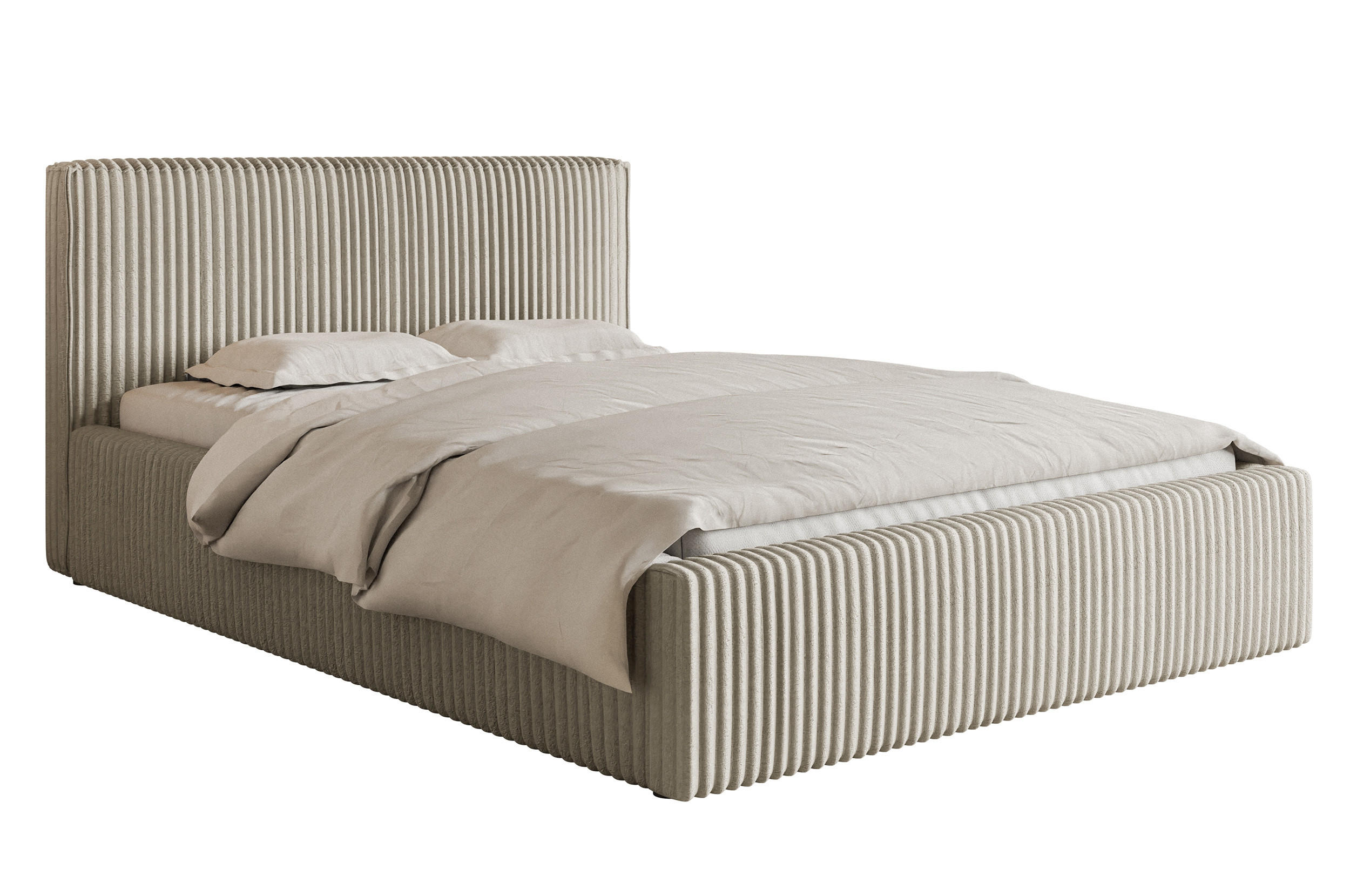 POLSTERBETT Tilio Hellbeige Cordbezug 180 cm - Ecru/Schwarz, Kunststoff/Textil (180/200cm) - Selsey