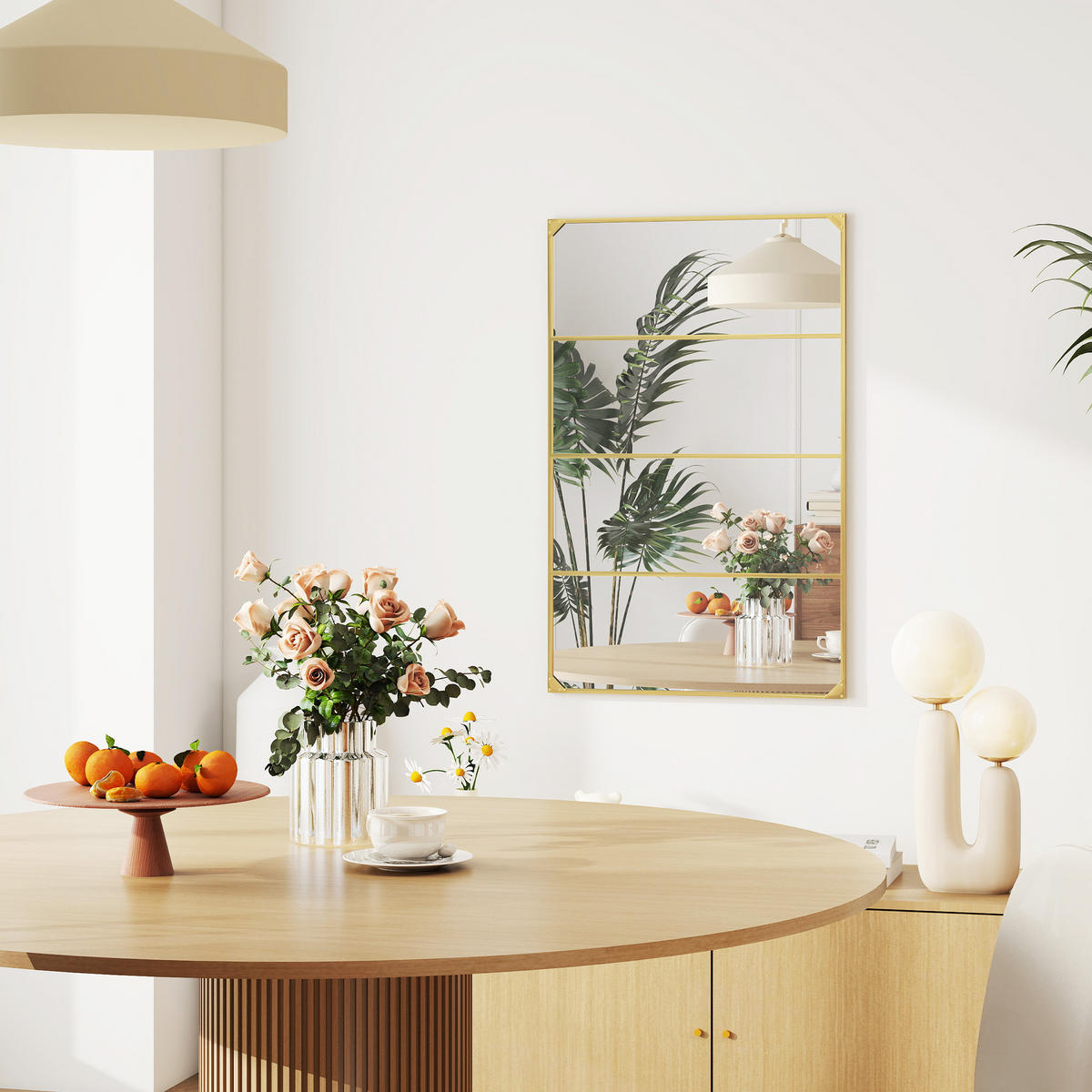 WANDSPIEGEL DE-14364 Verrière-Stil mit 4 Haken Gold - Goldfarben, Glas (109/69/2cm) - ComfortXL