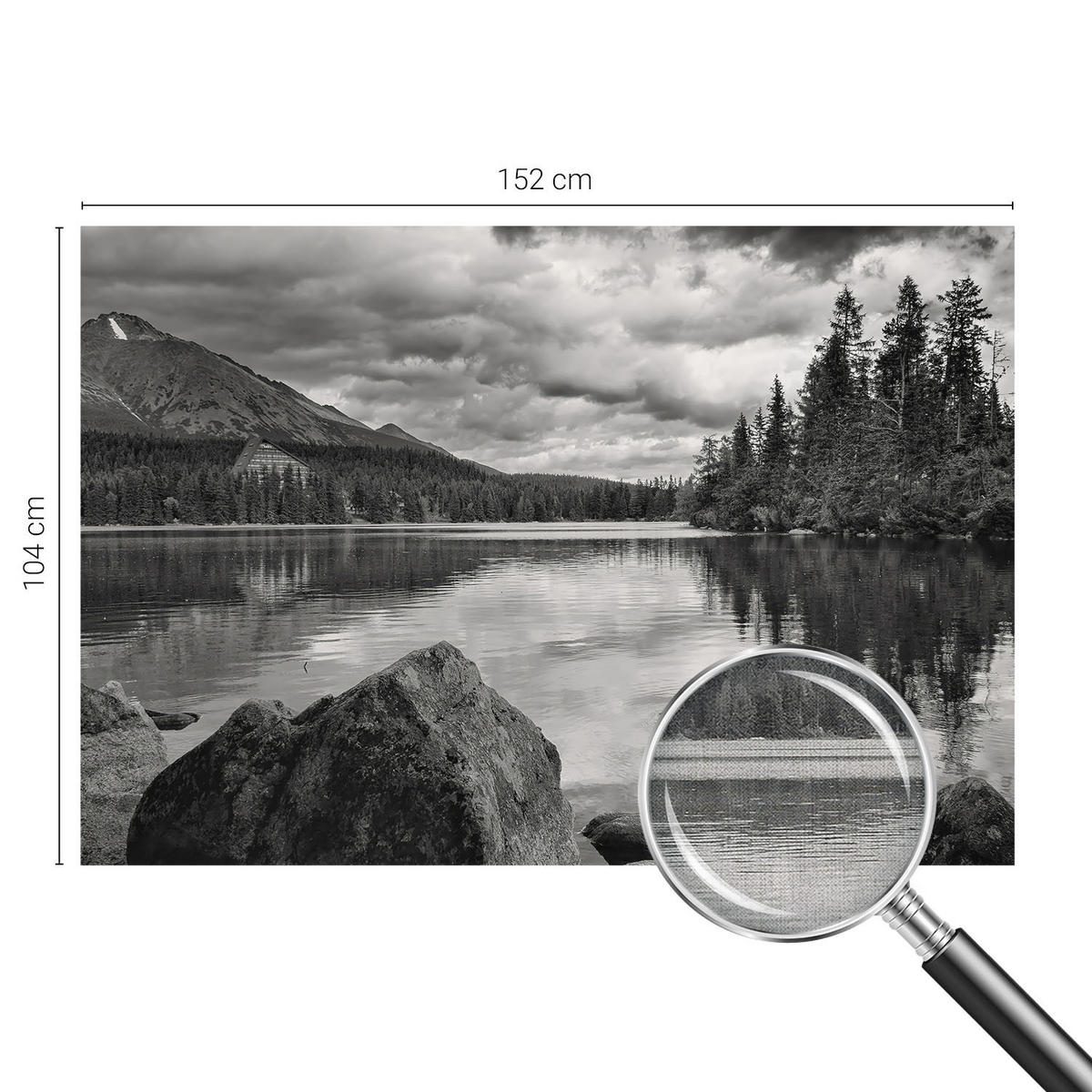 FOTOTAPETE 152x104 cm - Bergpanorama - Schwarz, Textil (152/104cm) - Wallfluent
