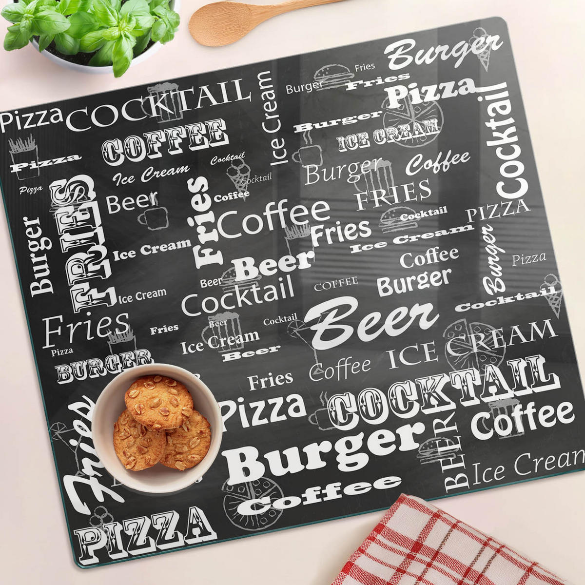 GLASPLATTE 60x52 cm Speisekarte des Restaurants - Schwarz, Glas (60/0.4/52cm) - TULUP