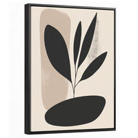 LEINWAND Bilder mit Rahmen - Pflanze - Beige - Japanisch - 30x40 - Schwarz, Textil (30/40cm) - MuchoWow