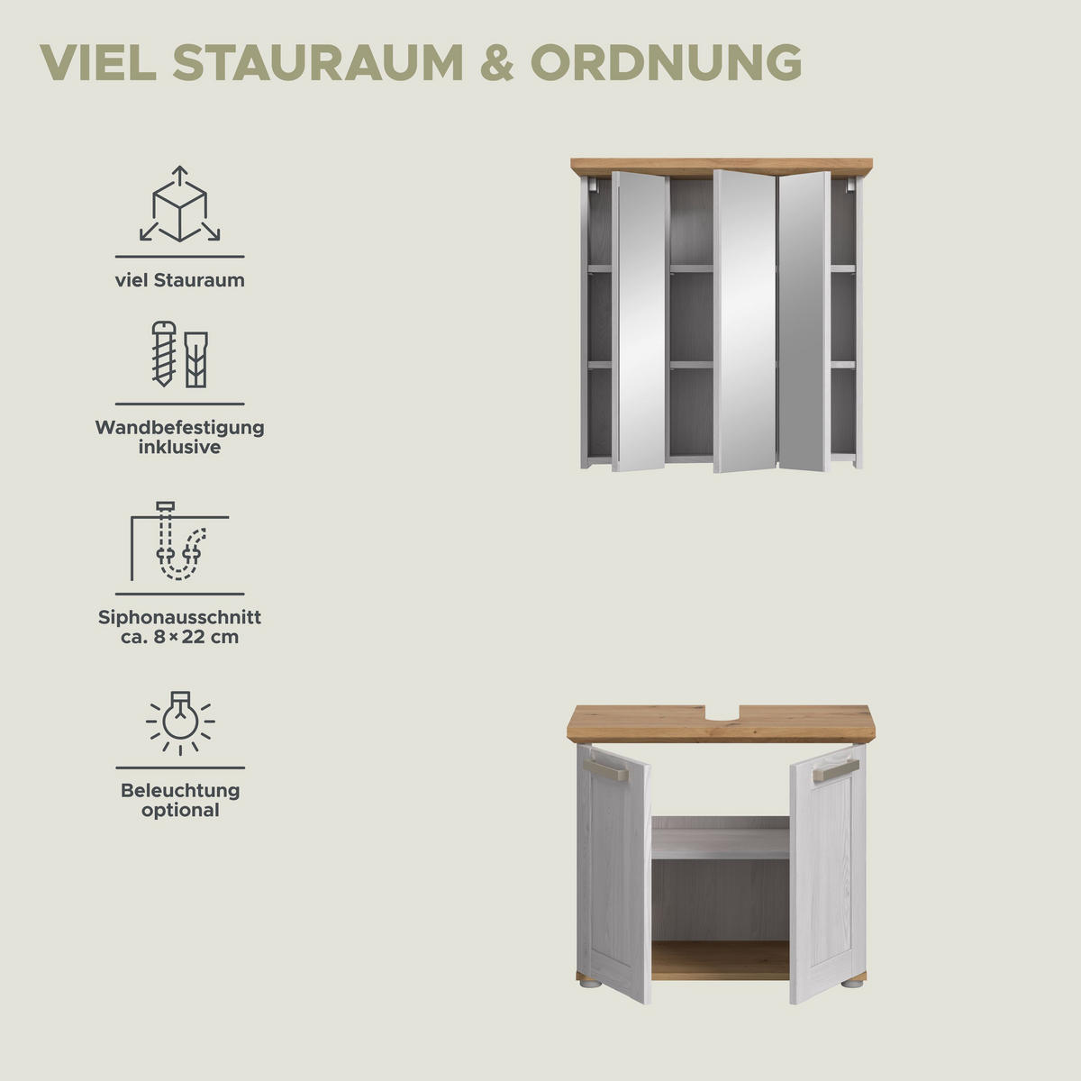 BAD-SET VERONA 2-tlg. (B/H/T: ca. 69/187/34 cm) in Sibiu Lärche Nachbildung/Sibiu Lärche Nachbildung - Lärchefarben, Holzwerkstoff (69/187/34cm)