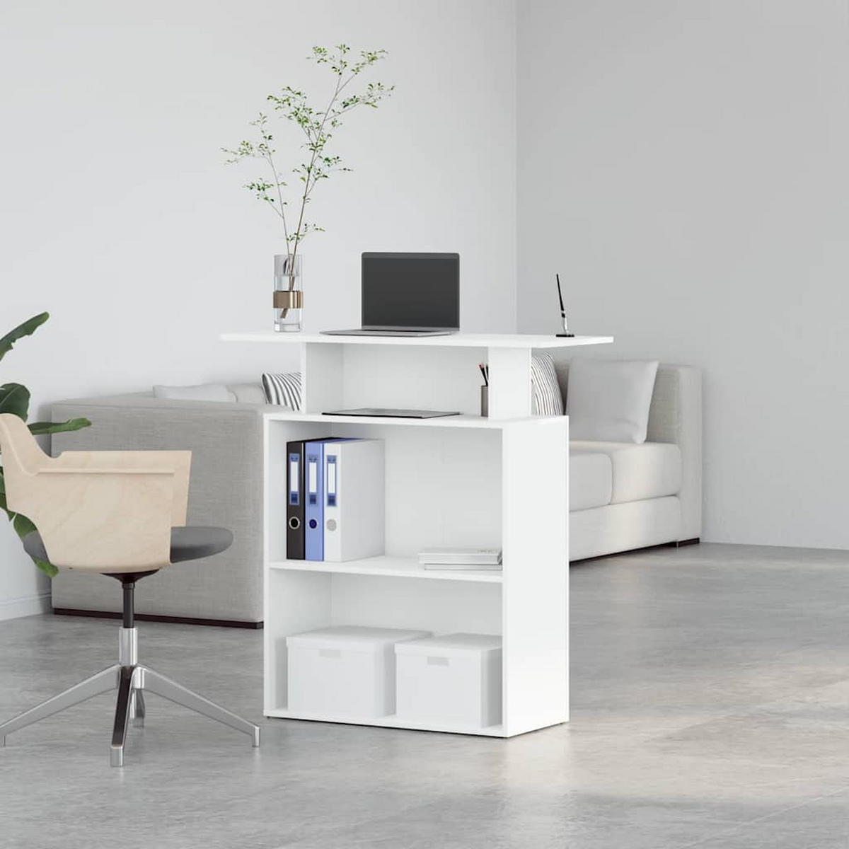 EMPFANGSTHEKE mit 3 Fächern 100/40/104 cm aus Holzwerkstoff Weiß - Weiß, Holz (40/100/104cm) - vidaXL