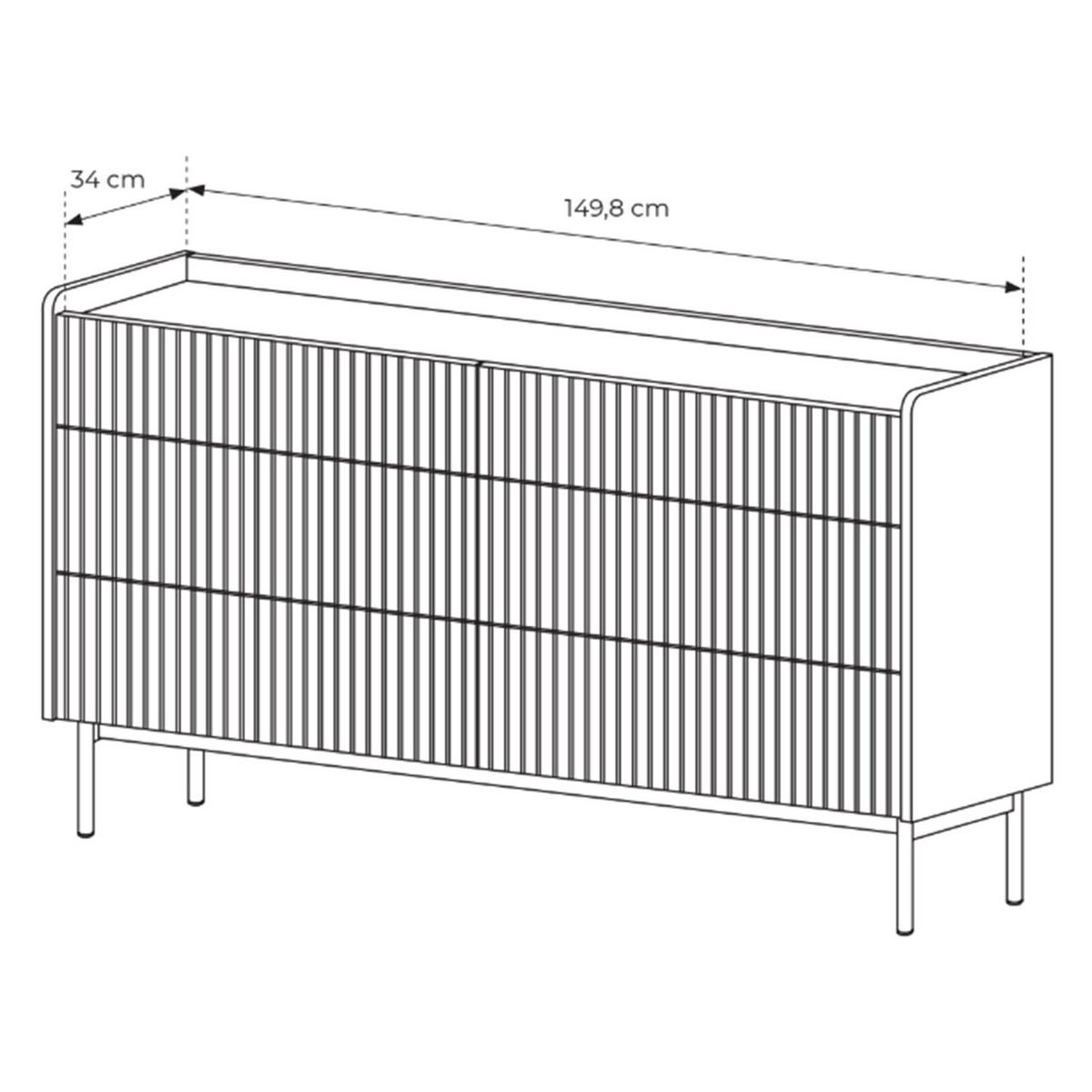 KOMMODE Liwelo Greige 153 cm - Taupe, Holzwerkstoff/Metall (153/82.2/38cm) - Selsey