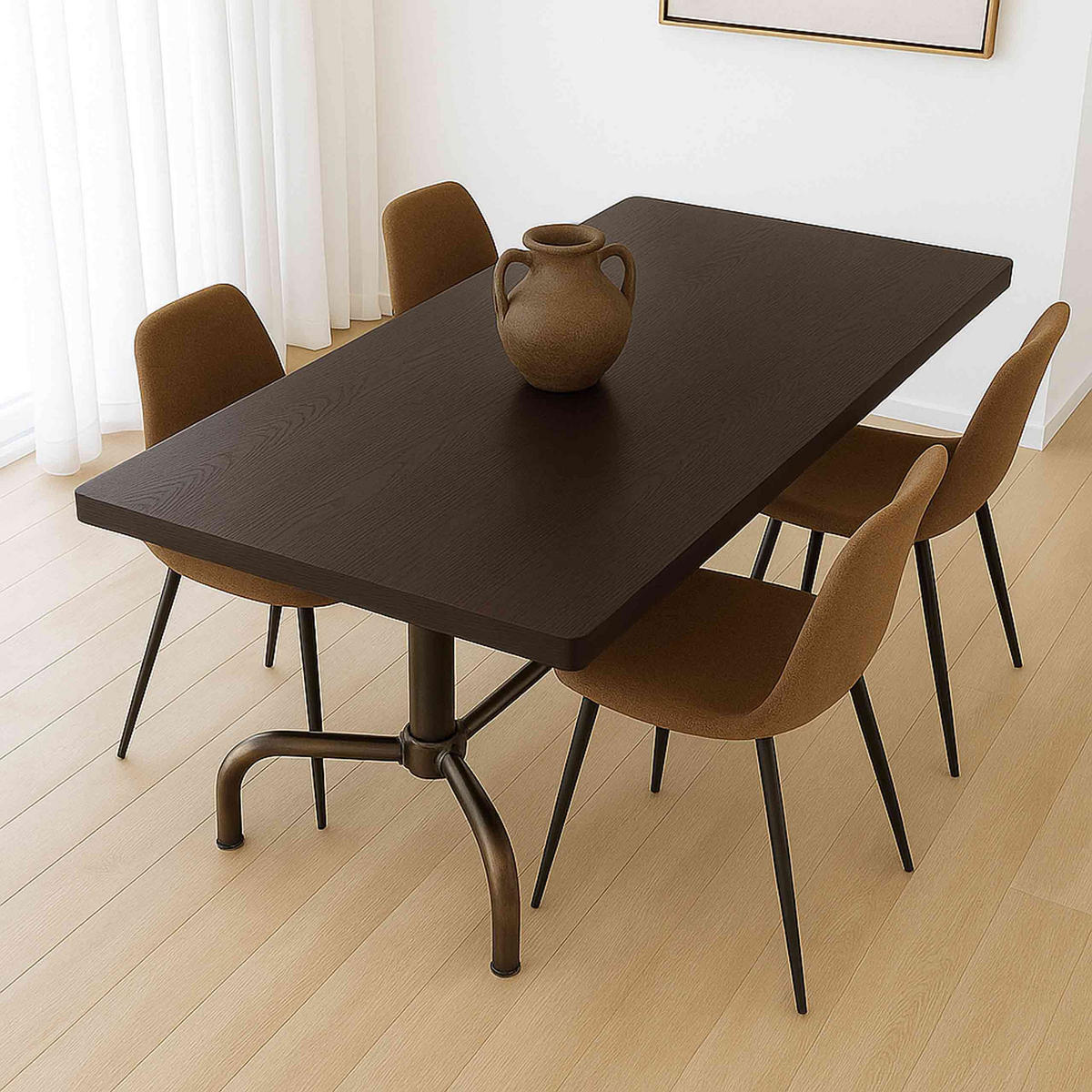 JÍDELNÍ STŮL hranatý Hnědý, bronzový - bronzová/hnědá, dřevo (80/140/74cm) - MCW