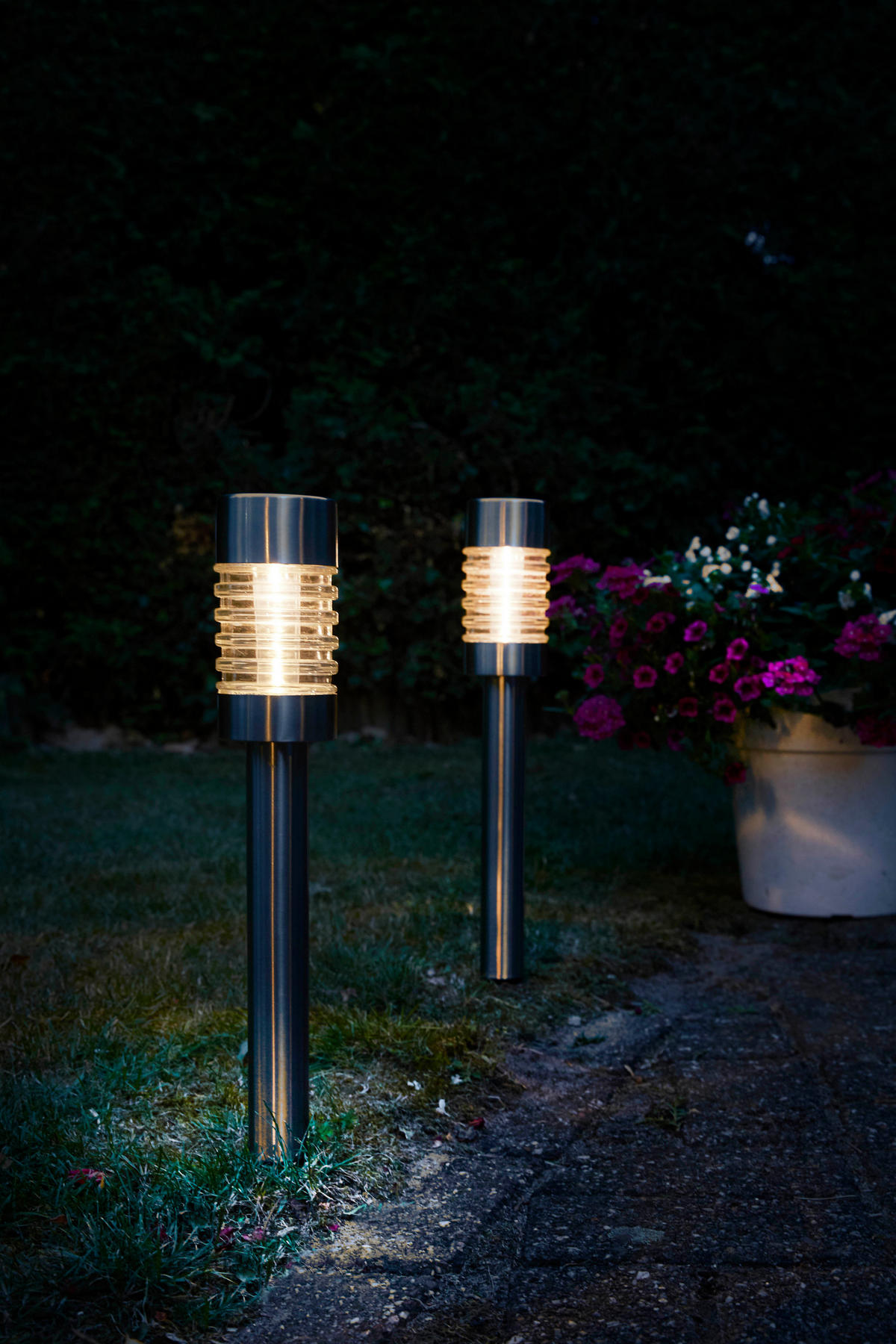WEGELEUCHTE 2er Set 7.6/57/7.6cm - Silberfarben, Metall (7.6/7.6/57cm) - Luxform