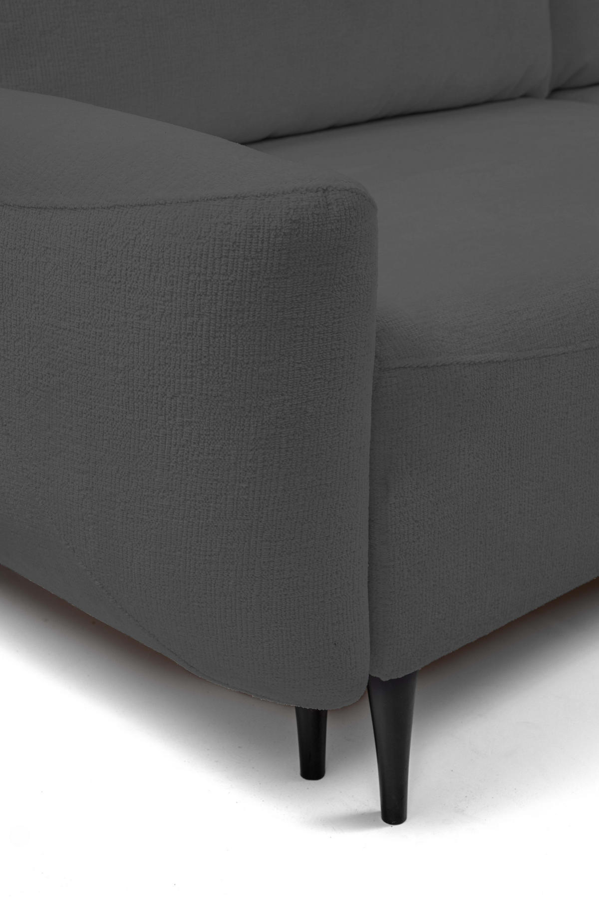 SOFA BOHO Mit Schlaffunktion Und Bettkasten, Wellenfederung, PUR-Schaum, Holzfüße, lose Rückenkissen, freistehend, 244x102x92 cm Graphite - Graphitfarben, Holz/Textil (244/92/102cm) - DomoHome