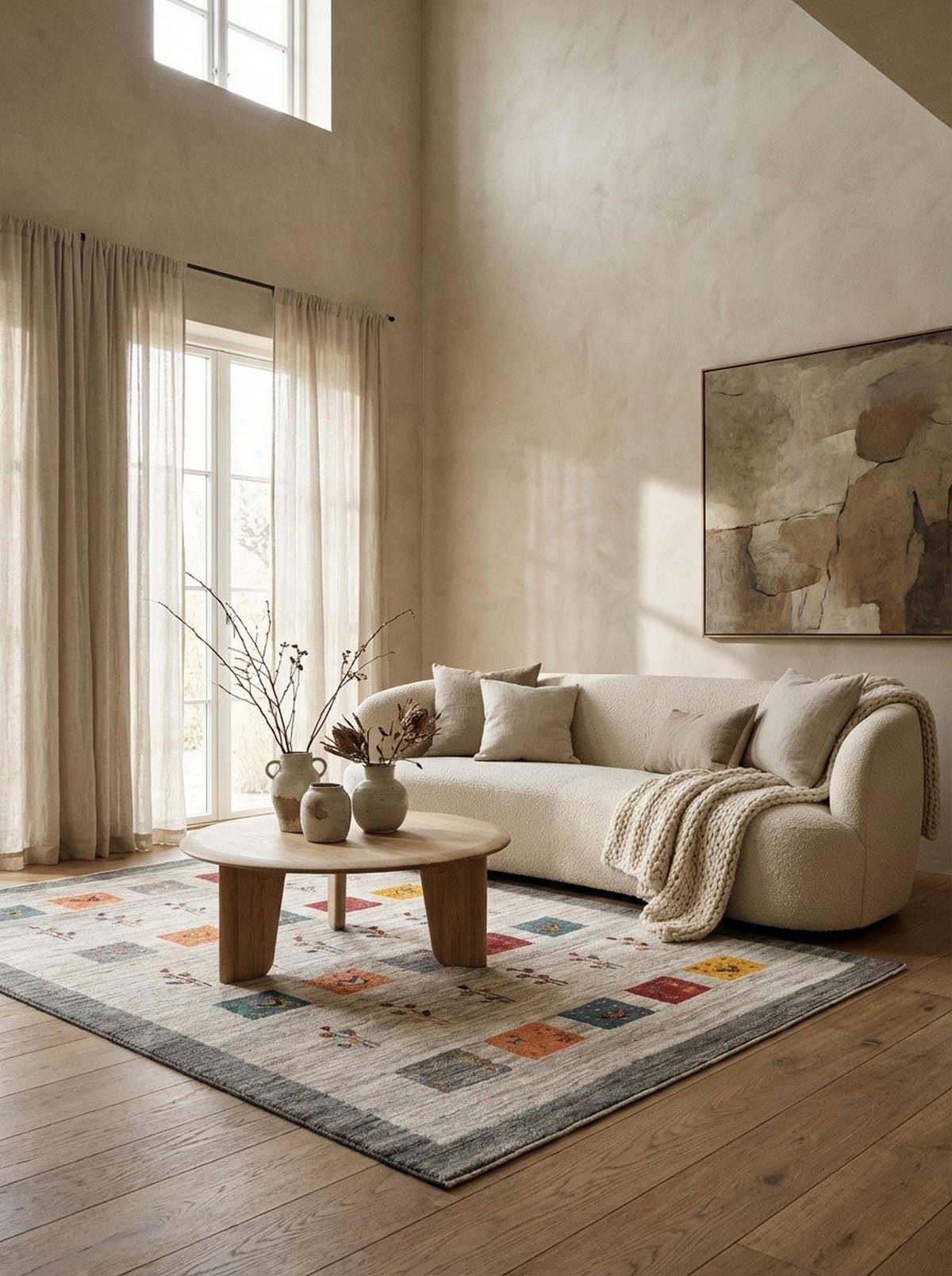 TEPPICH Rizbaf Beige 201/149 cm Schurwolle - Beige, Textil (149/201cm) - Looma