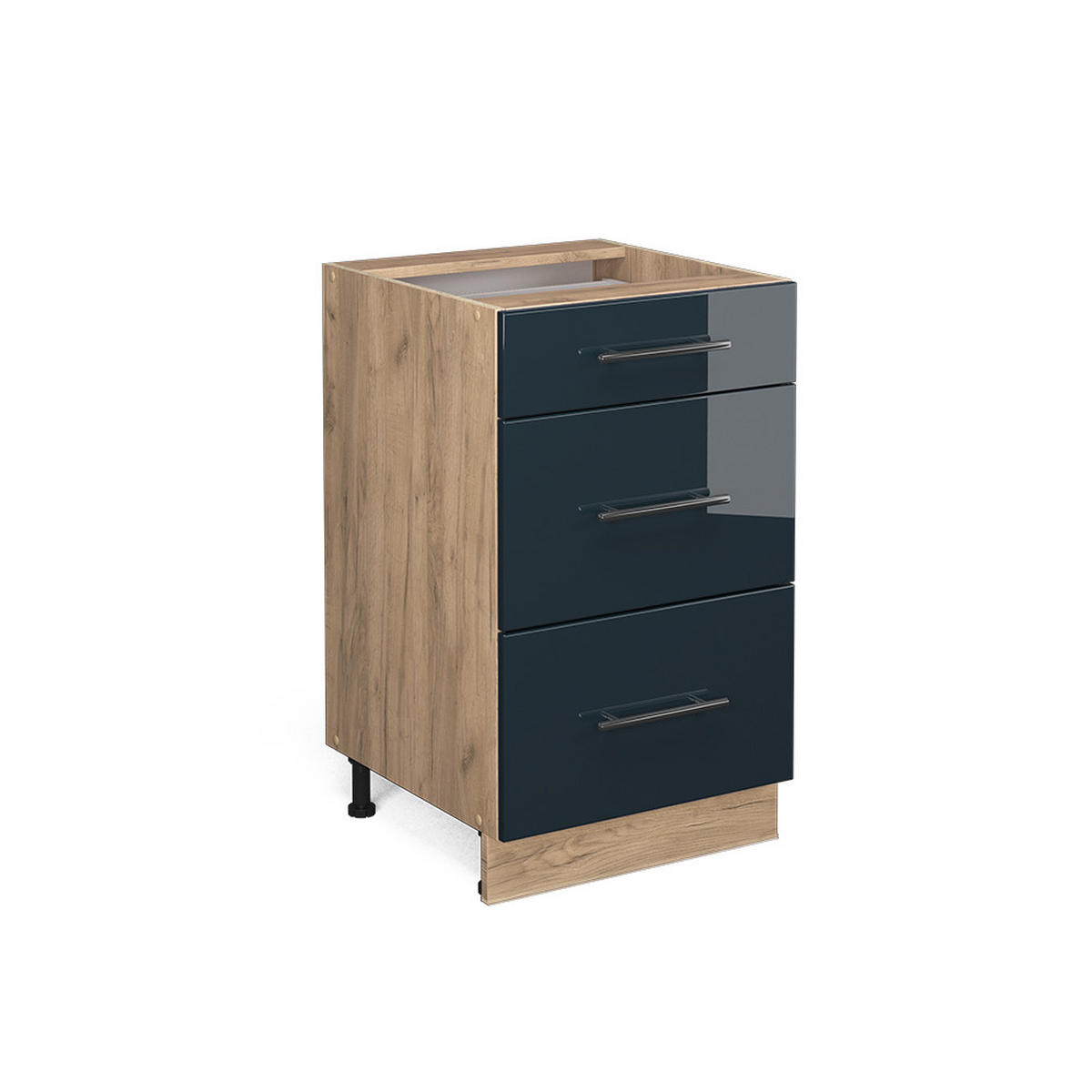 KÜCHENUNTERSCHRANK Fame-Line Dunkelblau Hochglanz 50 cm ohne AP - Honigeiche/Eiche Wotan, Holzwerkstoff (50/82/51.6cm) - Vicco