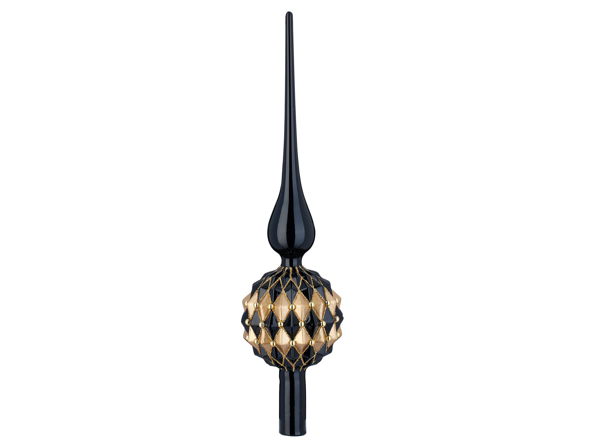 WEIHNACHTSBAUMSPITZE schwarz-gold Glas, 31 cm - Goldfarben/Schwarz, Glas (31cm) - LAALU