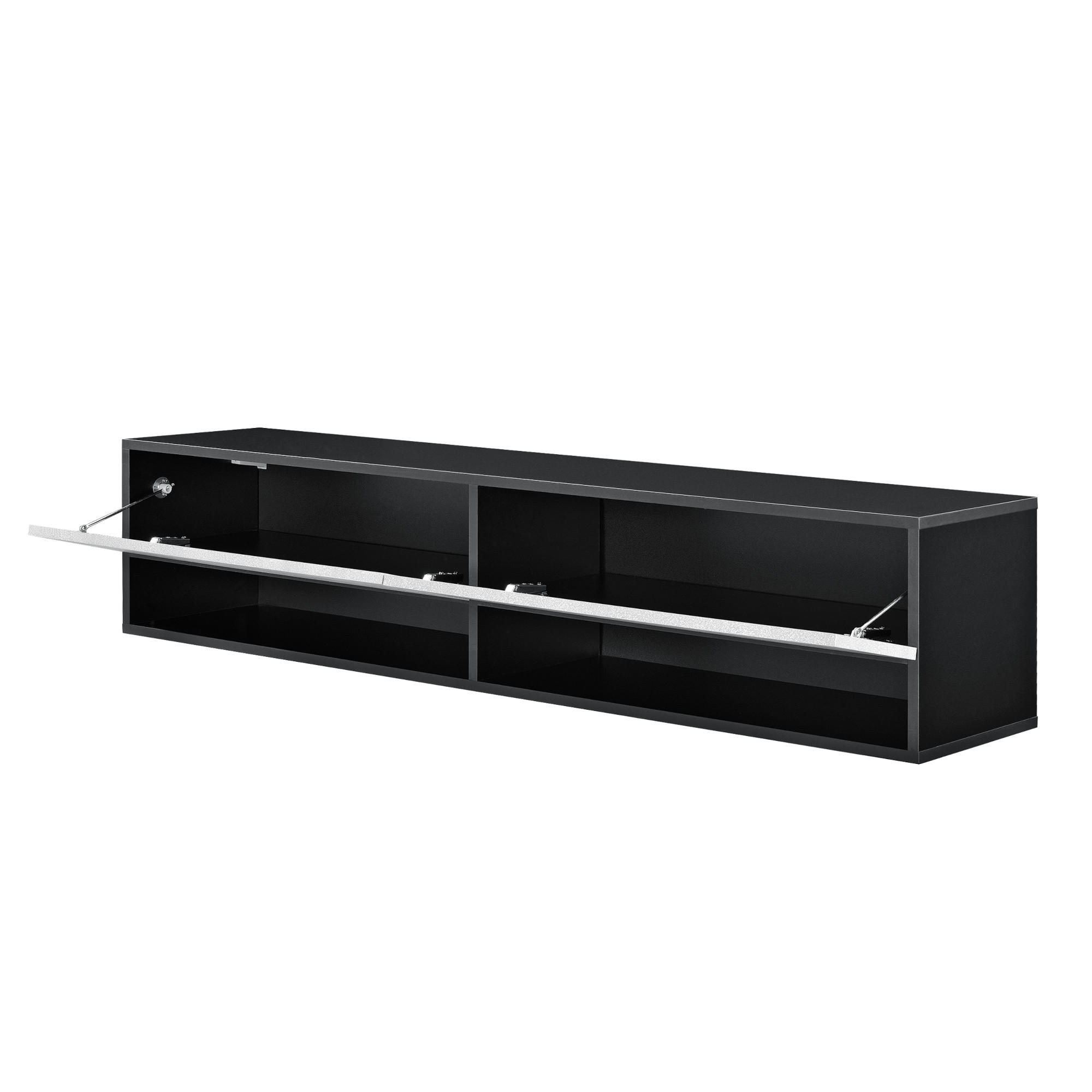 HÄNGELOWBOARD Halmstad - Schwarz/Grau, Holzwerkstoff (140/30/31cm) - [en.casa]