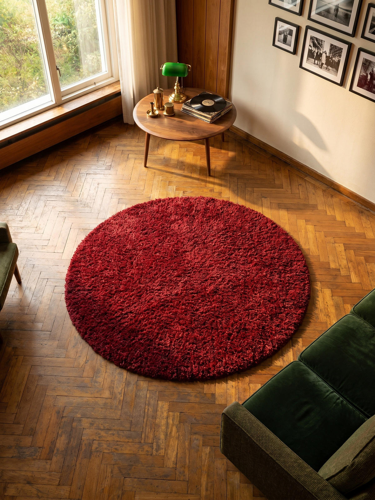 TEPPICH Hochflor Unifarben Polypropylen Wohnzimmer Shaggy Rot Rund 160x160 - Rot, Textil (160/160cm) - KADIMA DESIGN