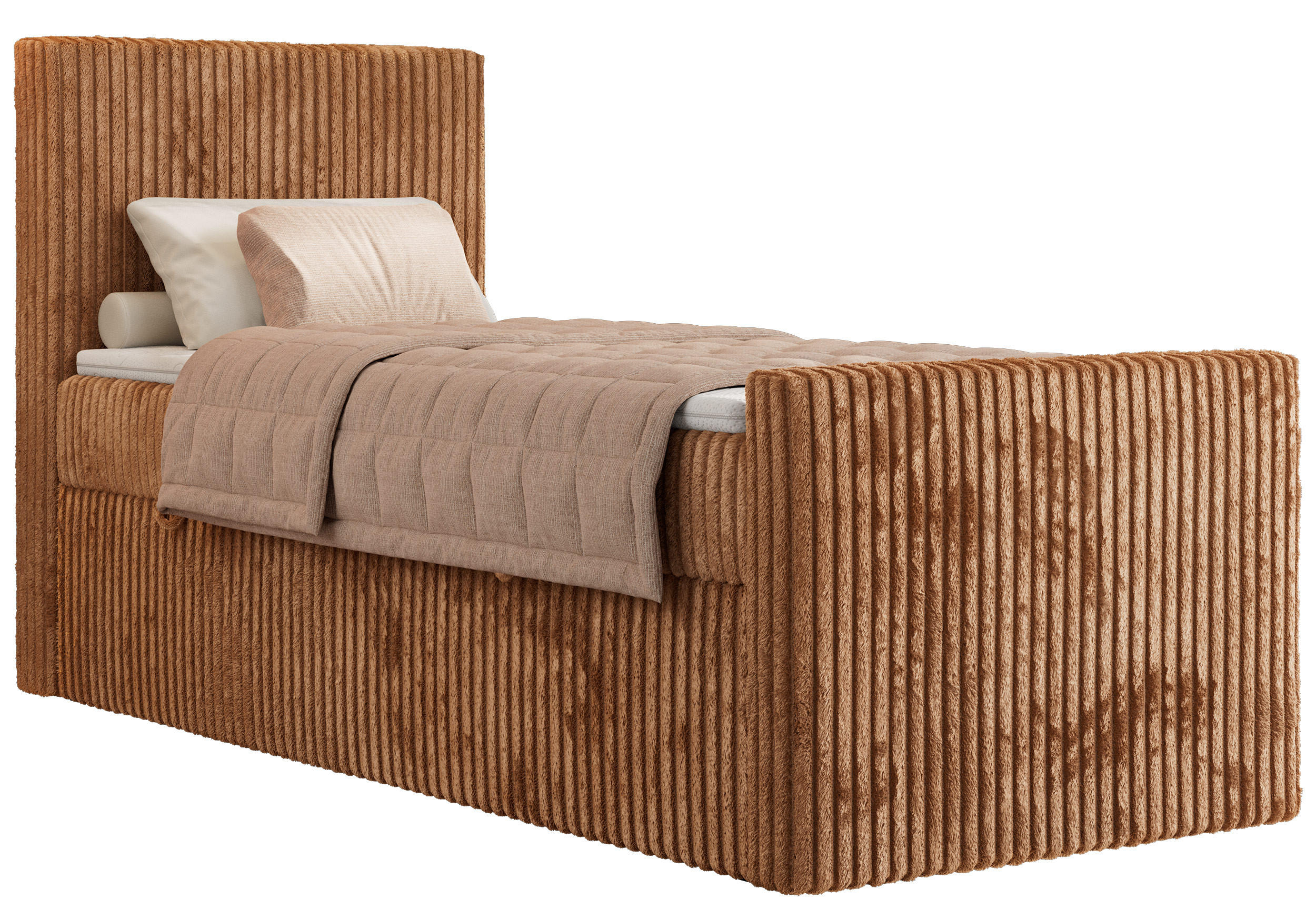 BOXBETT TILIANO DUO 90/200 - Orange Cord - H3 - Topper T25 - Links Seite - Orange, Textil (90/200cm) - MKS